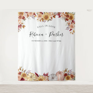 秋インlove flowers pumkins Backdropフォトブース タペストリー