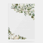 秋インLove Greenery Pumpkin 結婚Welcome アクリルサイン (正面)