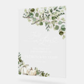 秋インLove Greenery Pumpkin 結婚Welcome アクリルサイン (傾斜)
