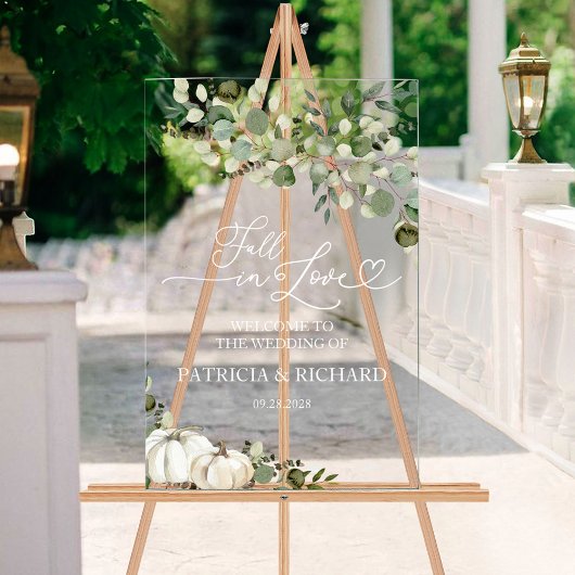 秋インLove Greenery Pumpkin 結婚Welcome アクリルサイン