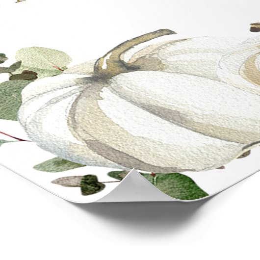 秋インLove Greenery Pumpkin 結婚Welcome ポスター (角)