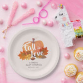 秋インLove Pumpkinパンプキ離れンピンク赤ちゃんシャワー ペーパープレート (パーティー)