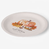 秋インLove Pumpkinパンプキ離れンピンク赤ちゃんシャワー ペーパープレート (アングル)