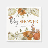 秋インlove pumpkinフローラベビーシャワー招待状 スタンダードカクテルナプキン (正面)