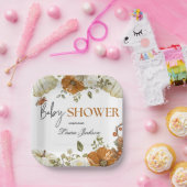 秋インlove pumpkinフローラベビーシャワー招待状 ペーパープレート (パーティー)