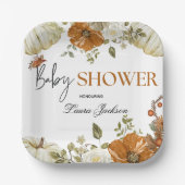 秋インlove pumpkinフローラベビーシャワー招待状 ペーパープレート (正面)