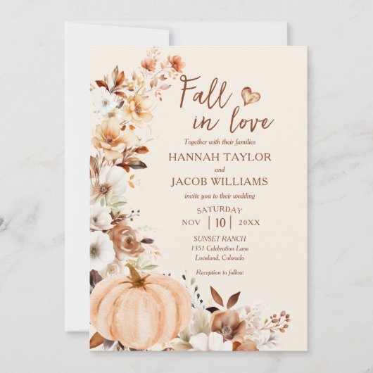 秋インLove Pumpkin写真QRコード結婚ズ 招待状 (正面)