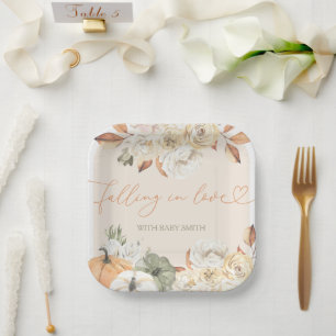 秋インLove Pumpkin秋のベビーシャワー ペーパープレート