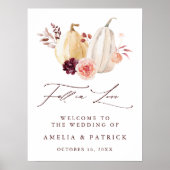 秋インLove Pumpkin秋結婚のウェルカムサイン ポスター (正面)