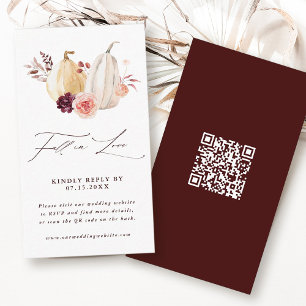 秋インLove Pumpkin秋結婚のQRコードRSVP エンクロージャーカード