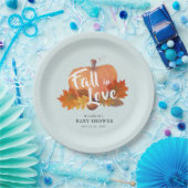 秋インLove Pumpkin 離れBlue Baby Shower ペーパープレート (パーティー)