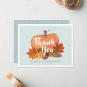 秋インLove Pumpkin Blue赤ちゃんシャワーありがとう ノートカード (正面/裏面インサイチュ)