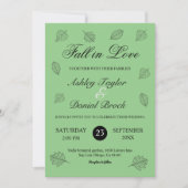 秋インLove Sage Green 葉 Autumn結婚's 招待状 (正面)