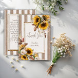 秋インlove sunflowers茶色ストライプブライダルシャワー サンキューカード<br><div class="desc">愛ひまわり茶色の秋の秋ストライプブライダルシャワーサンキューカード、レトロブライダルシャワーサンキューカード、秋ブライダルシャワーサンキューカード、剥離、ひまわり、テラコッタ</div>
