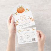 秋インlove water color pumpkin秋の結婚式QR オールインワン招待状 (貼ってはがせる)
