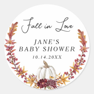 秋インLove White Pumpkin Baby Shower ラウンドシール