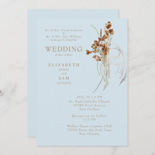 秋ウィスピボホスカイブルー両両親II 招待状 (正面/裏面)