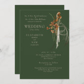 秋ウィスピーBohoフォレストグリーン両親 招待状 (正面/裏面)