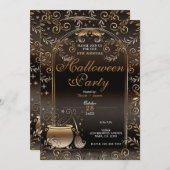 秋ウィッチー魔法お洒落秋ハローウィンパーティ 招待状 (正面/裏面)