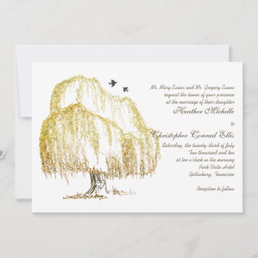 秋ウィローツリー結婚式招待状 招待状 (正面)