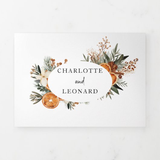 秋ウィンターウェディングトリフォールド招待状 三つ折り招待状 (カバー)