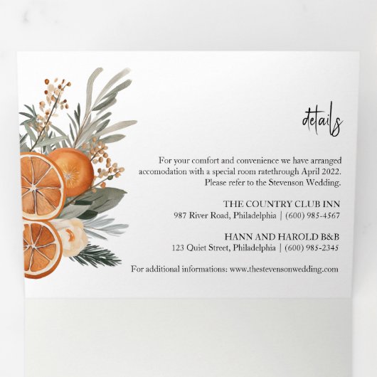 秋ウィンターウェディングトリフォールド招待状 三つ折り招待状 (内部最初)