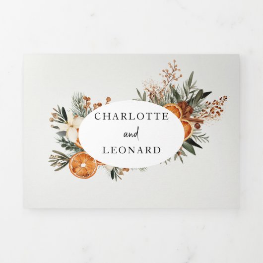 秋ウィンターウェディングフォトトリフォールド招待状 三つ折り招待状 (カバー)