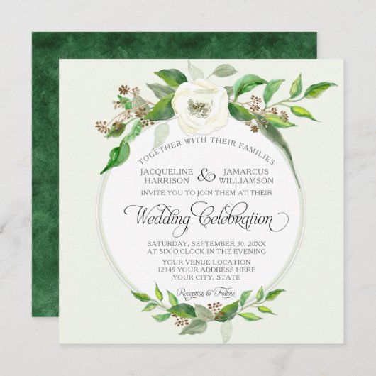 秋ウィンターフォレストウッドボヘミアンBOHOウォーターカラー 招待状 (正面/裏面)