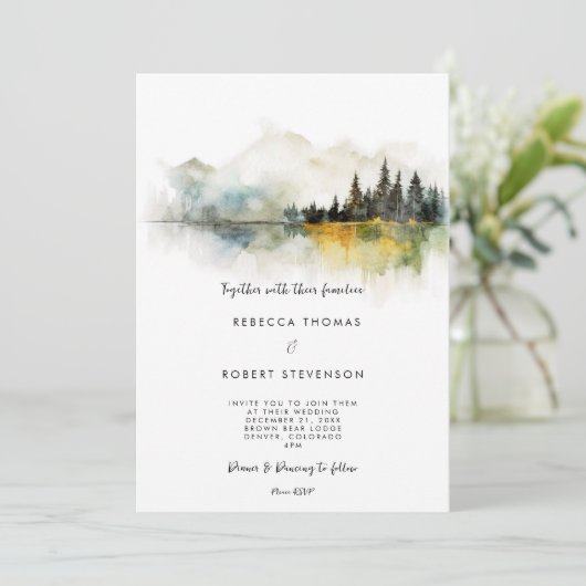 秋ウィンターマウンテンレイク結婚式招待状 招待状 (スタンド正面)