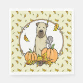 秋ウィートテリアー(ウィートン1b2)カボチャかわいい スタンダードランチョンナプキン (正面)