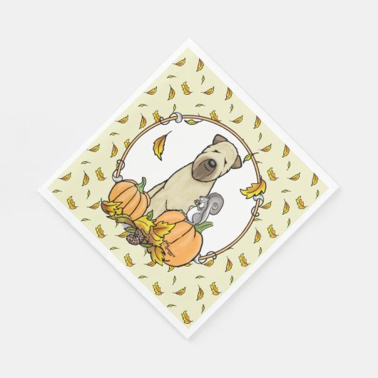 秋ウィートテリアー(ウィートン1b2)カボチャかわいい スタンダードランチョンナプキン (角)