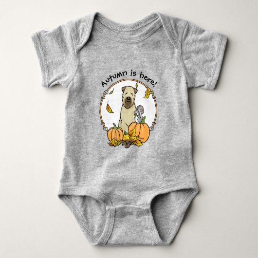 秋ウィートテリアー(ウィートン1b2)カボチャかわいい ベビーボディスーツ (正面)