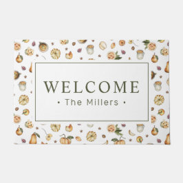 秋ウェルカムウォーターカラーカボンプキンパターン名 ドアマット