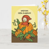秋ウェルカムリトルカボチャ新生児カード カード (黄色い花)