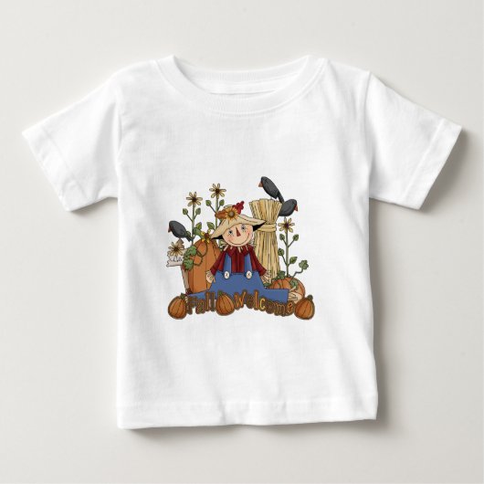 "秋ウェルカム"秋かかし乳児トップ ベビーTシャツ (正面)