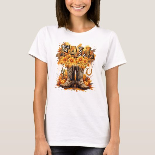 秋ウエスタンブーツオータムTシャツ Tシャツ (正面)