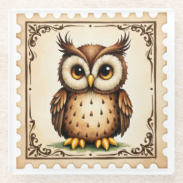 秋ウォッチャーフクロウ ガラスコースター