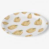 秋ウォーターカラーオレンジカボチャパーティー ペーパープレート (アングル)