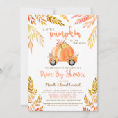 秋ウォーターカラーカボチャのベビーシャワー駆動 招待状 (正面)