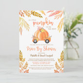 秋ウォーターカラーカボチャのベビーシャワー駆動 招待状 (スタンド正面)