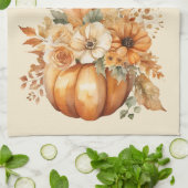 秋ウォーターカラーカボチャフローラデザイン- キッチンタオル (折り畳み)
