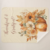 秋ウォーターカラーカボチャフローラデザイン- シェルパブランケット (正面(横))