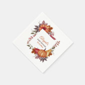 秋ウォーターカラーカボチャフローラベビーシャワー スタンダードカクテルナプキン (角)