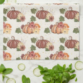 秋ウォーターカラーカボチャフローラ キッチンタオル (折り畳み)