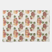 秋ウォーターカラーカボチャフローラ キッチンタオル (横)