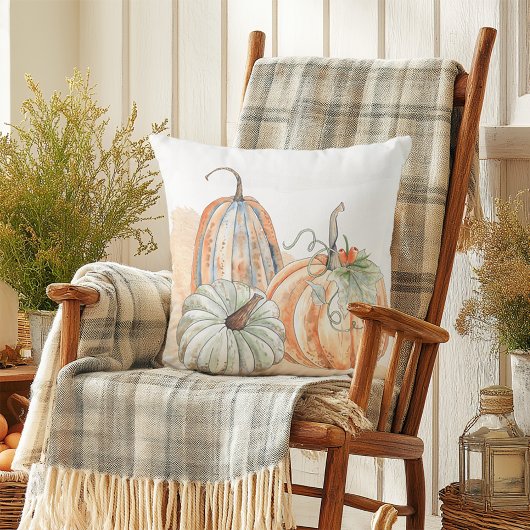 秋ウォーターカラーカボチャ クッション