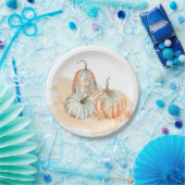 秋ウォーターカラーカボチャ ペーパープレート (パーティー)