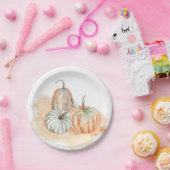 秋ウォーターカラーカボチャ ペーパープレート (パーティー)