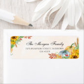 秋ウォーターカラーカボンプキンサンフラワー ラベル (インサイチュ)