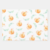 秋ウォーターカラーカボンプキンス&グリーンローレルラッピング ラッピングペーパーシート (正面2)